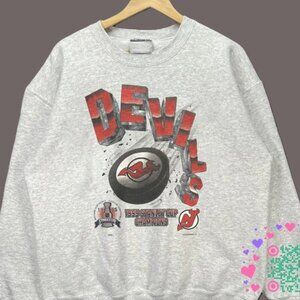 Vtg New Jersey Devils Hockey 1995 Stanley Cup Champions NHL Sweatshirt Shirt
